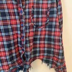 Red, white, and Blue flannel with distressing